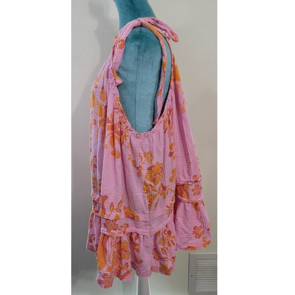 Free People Tunic Womens Small Fleur Printed Tunic Beach Fun Cottage Core NWOT - Picture 6 of 10